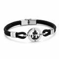 Bracelet homme acier cordon / Noir BA1007
