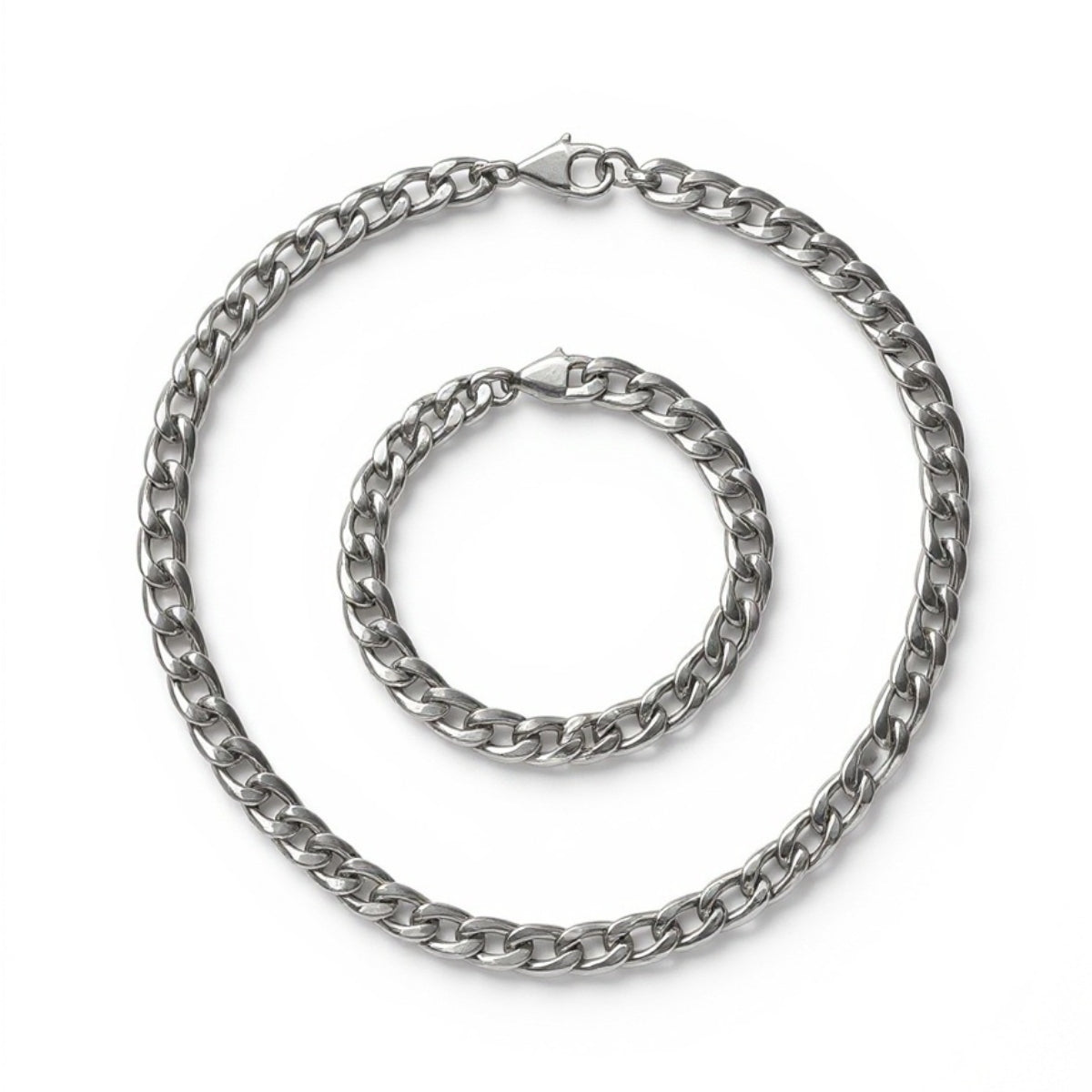 Collier + Bracelet Classic en Acier Inoxydable pour Hommes 22E01