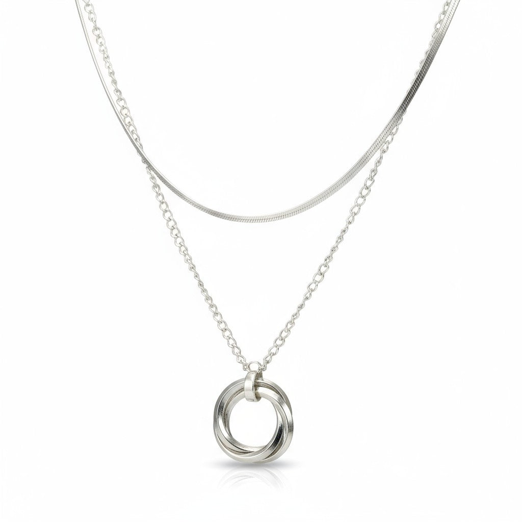 Collier DOUBLE RAND RINGS en Acier Inoxydable pour Hommes CE1801