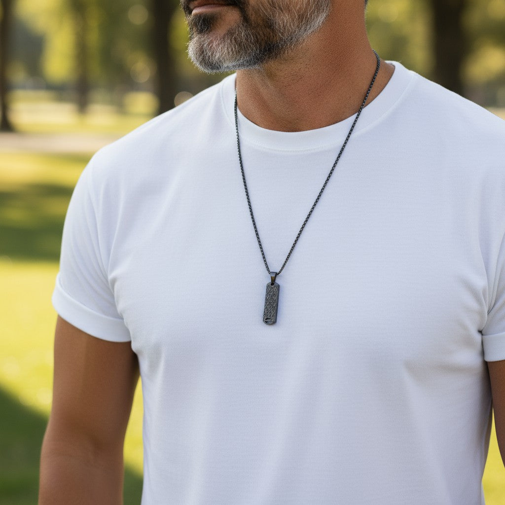 Collier pour homme pendentif diamante-Noir SR1708